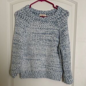 Yes Lola Cozy Blue Gray & White Knit Sweater